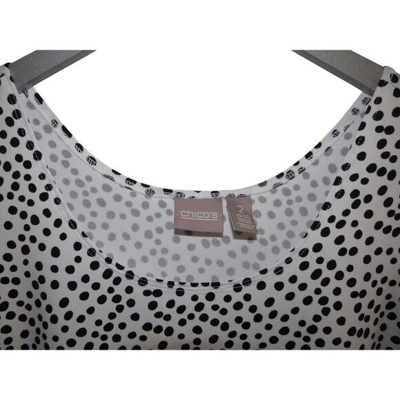 Chico's Black & White Dot Tank Top Sz 2 Sz L - Picture 2 of 3
